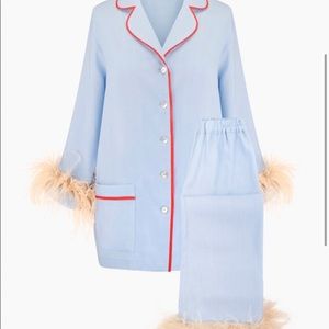 SOLD SLEEPER Party Pajama Set with Feathers in Blue size - S SOLD OUT EVERYWHERE